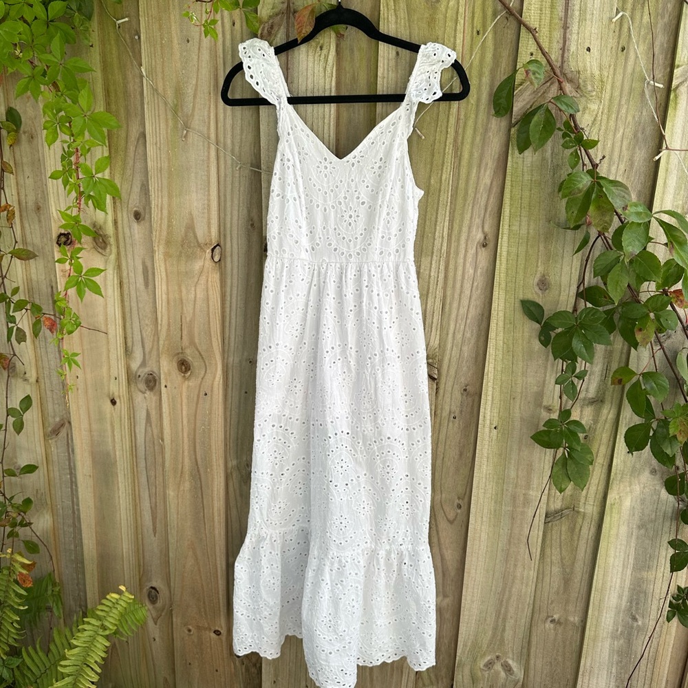 Elegant White Eyelet Dress
